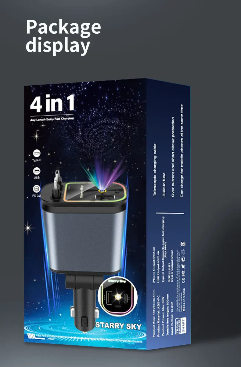4-in-1 Autoladegerät mit Sternenlicht-Projektor